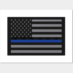 Thin Blue Line AR15 Flag Posters and Art